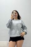 Kadın Bisiklet Yaka Üç İplik Sweat Gri