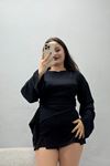 Kadın Kimono Kol Modal Bluz Siyah