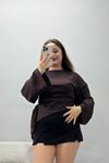 Kadın Kimono Kol Modal Bluz Açık Kahve