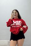 Kadın Baskılı Modal Sweat Kırmızı