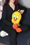 Kadın Bürümcük Düğmeli Pijama Takımı Siyah
