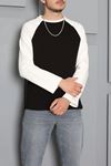 İnterlok Bisiklet Yaka Reglan Kol Erkek Sweatshirt Siyah