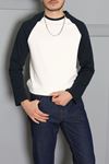 İnterlok Bisiklet Yaka Reglan Kol Erkek Sweatshirt Beyazlaci
