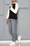 İnterlok Bisiklet Yaka Reglan Kol Erkek Sweatshirt Siyah