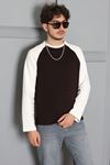 İnterlok Bisiklet Yaka Reglan Kol Erkek Sweatshirt Kahve