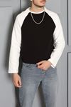 İnterlok Bisiklet Yaka Reglan Kol Erkek Sweatshirt Siyah