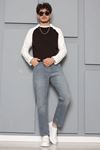 İnterlok Bisiklet Yaka Reglan Kol Erkek Sweatshirt Kahve