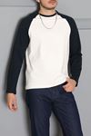 İnterlok Bisiklet Yaka Reglan Kol Erkek Sweatshirt Beyazlaci