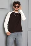 İnterlok Bisiklet Yaka Reglan Kol Erkek Sweatshirt Kahve