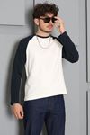 İnterlok Bisiklet Yaka Reglan Kol Erkek Sweatshirt Beyazlaci