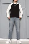 İnterlok Bisiklet Yaka Reglan Kol Erkek Sweatshirt Siyah