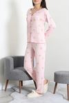 Kadın Kaşkorse Pijama Takımı Pudra
