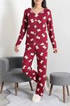 Kadın Kaşkorse Pijama Takımı Bordo