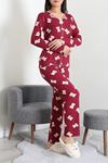 Kadın Kaşkorse Pijama Takımı Bordo