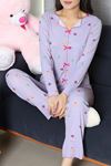 Kadın Kaşkorse Pijama Takımı Lila