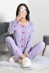 Kadın Kaşkorse Pijama Takımı Lila