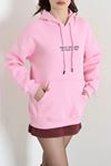 Kadın Kapşonlu Baskılı Sweat Pembe Model TV-101840
