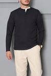 Erkek Fitilli Modal Henley Sweatshirt Füme