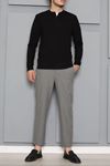 Erkek Fitilli Modal Henley Sweatshirt Siyah