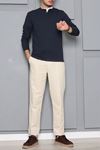 Erkek Fitilli Modal Henley Sweatshirt Füme