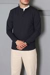 Erkek Fitilli Modal Henley Sweatshirt Füme