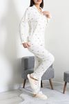 Kadın Bürümcük Düğmeli Pijama Takımı Ekrukurdele