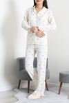 Kadın Bürümcük Düğmeli Pijama Takımı Ekrukurdele