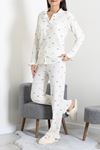 Kadın Bürümcük Düğmeli Pijama Takımı Ekrukurdele