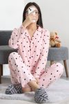 Kadın Süet Düğmeli Pijama Takımı Pembesiyah