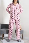 Kadın Süet Düğmeli Pijama Takımı Pembeçiçek