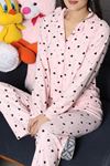 Kadın Süet Düğmeli Pijama Takımı Pembesiyah