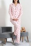 Kadın Süet Düğmeli Pijama Takımı Pembesiyah