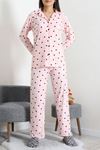 Kadın Süet Düğmeli Pijama Takımı Pembesiyah