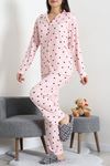 Kadın Süet Düğmeli Pijama Takımı Pembesiyah