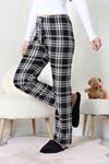 Kadın Desenli Süet Pijama Altı Siyah Beyaz