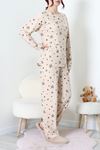 Kadın Süet Alt Üst Pijama Takımı Bejayı