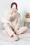 Kadın Süet Alt Üst Pijama Takımı Bejayı