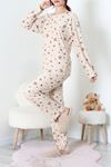 Kadın Süet Alt Üst Pijama Takımı Bejayı