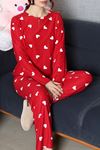 Kadın Süet Alt Üst Pijama Takımı Bordokalp