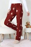 Kadın Desenli Süet Pijama Altı Kahveayı