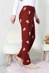 Kadın Desenli Süet Pijama Altı Kahveayı