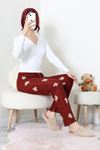 Kadın Desenli Süet Pijama Altı Kahveayı