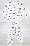 Kız Çocuk Pijama Takımı Beyazkahve