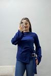 Kadın Toka Detaylı Kimono Kol Modal Bluz İndigo