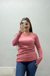 Kadın Bisiklet Yaka Yumoş Body Gül Kurusu