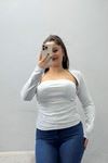 Kadın Ribana Kare Yaka Body Gri