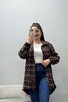 Kadın Dokuma Desenli Polo Yaka Gömlek Kahve Model TV-101700