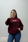 Kadın Kapşonlu Baskılı Sweat Bordo Model TV-101845