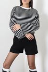 Kadın Çizgili Oysho İspanyol Kol Sweatshirt Siyah