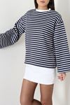 Kadın Çizgili Oysho İspanyol Kol Sweatshirt Lacivert
